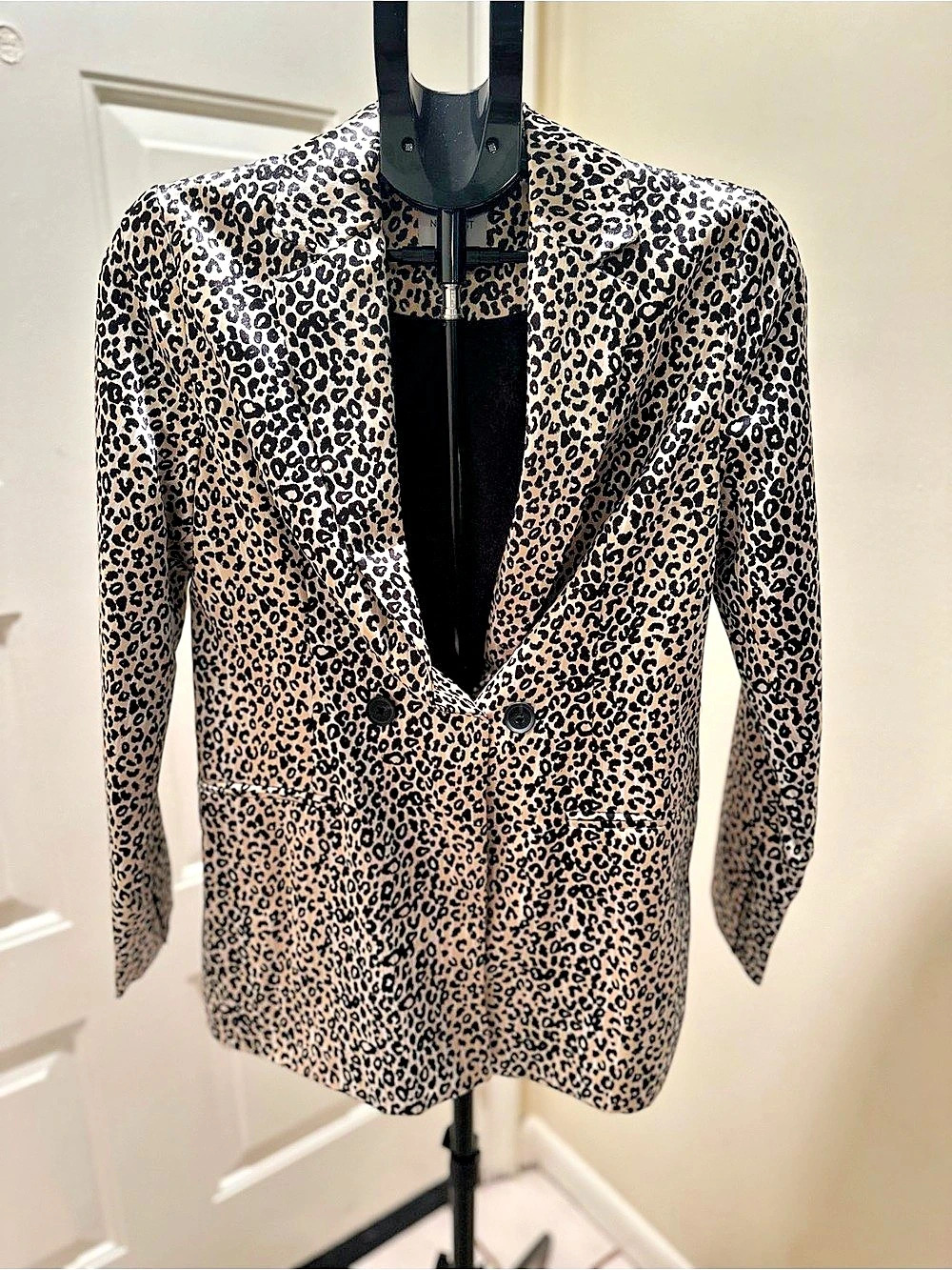 Nine West Leopard Jacquard Blazer Brown & Black XS